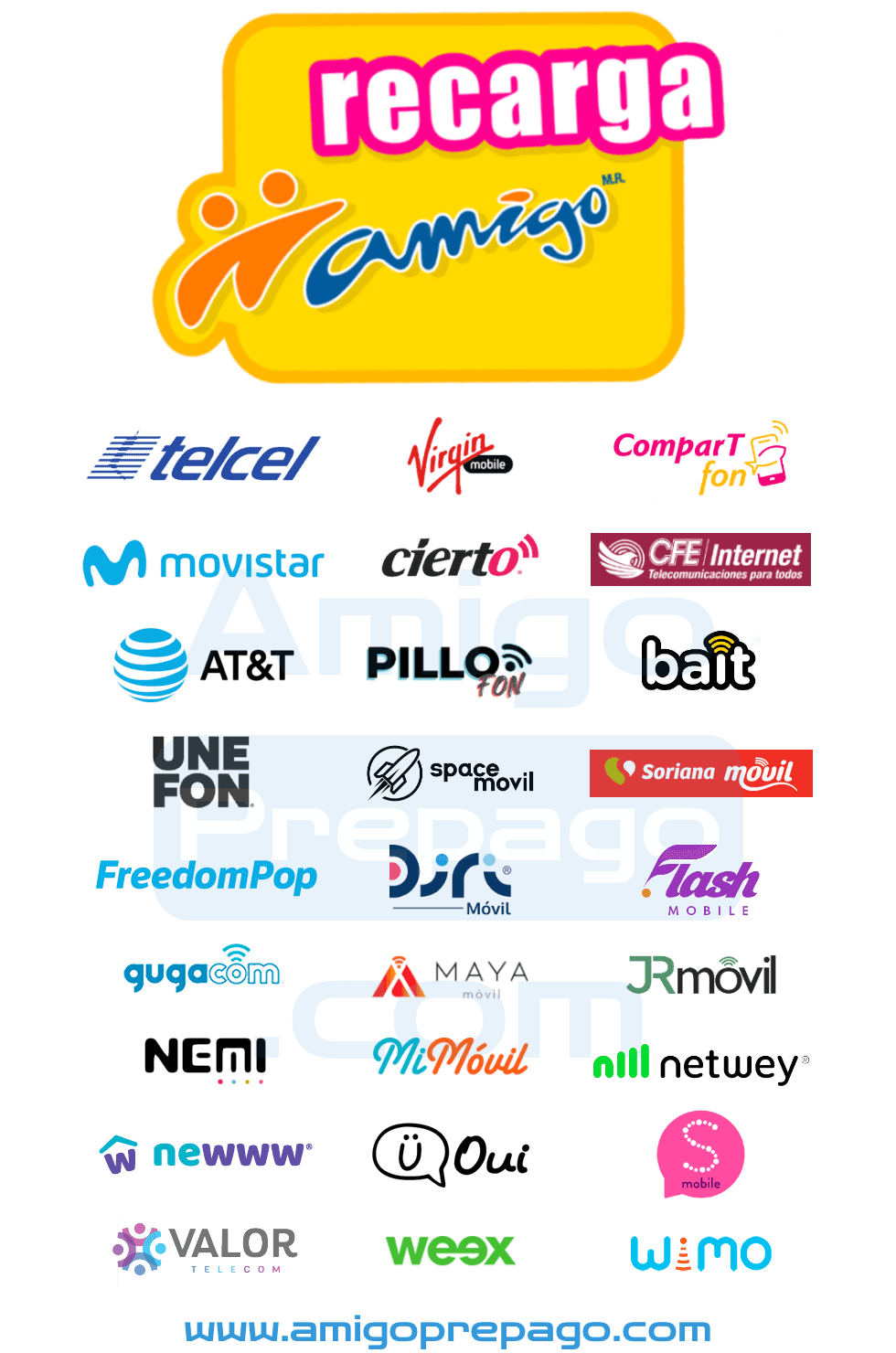 Recargas Electrónicas Telcel Movistar AT&T Unefon Cierto Virgin Mobile Paquetes de Datos Celulares Pago de Servicios Telmex CFE IZZI SKY VeTV Paysafecard